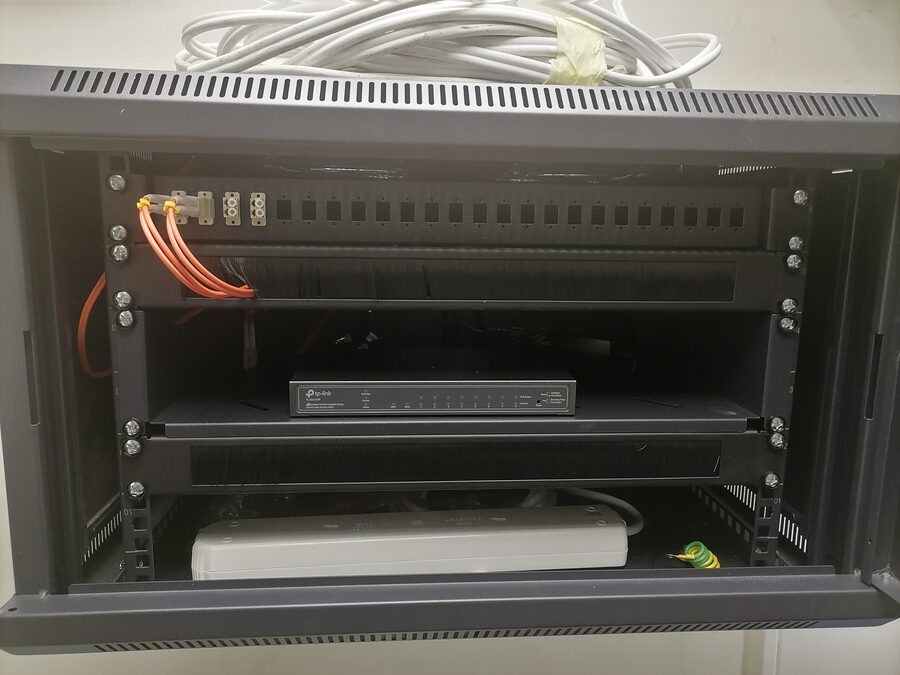 Neatly built server cabinet with managed cabling
