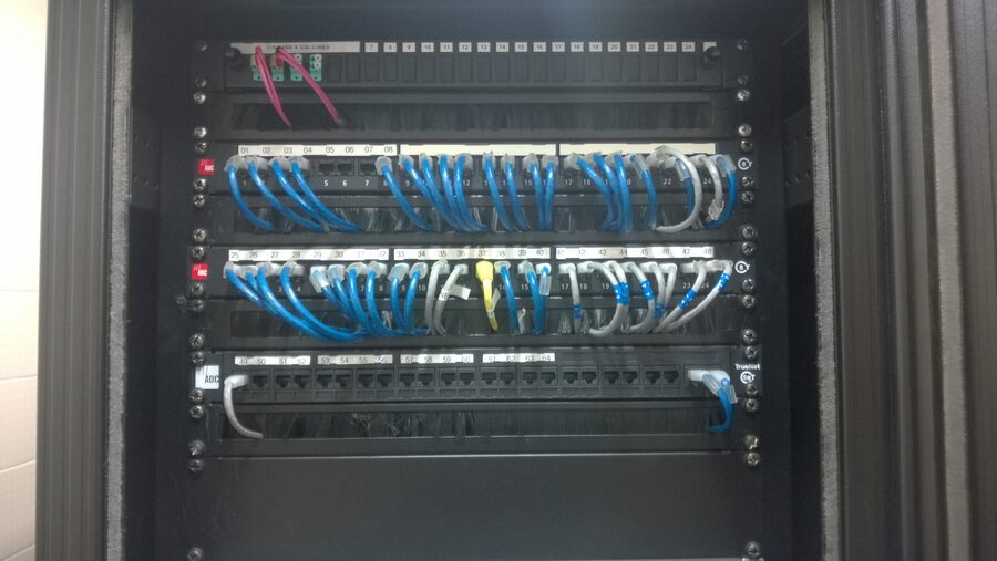 Cat6 patch panel with neatly dressed network cabling