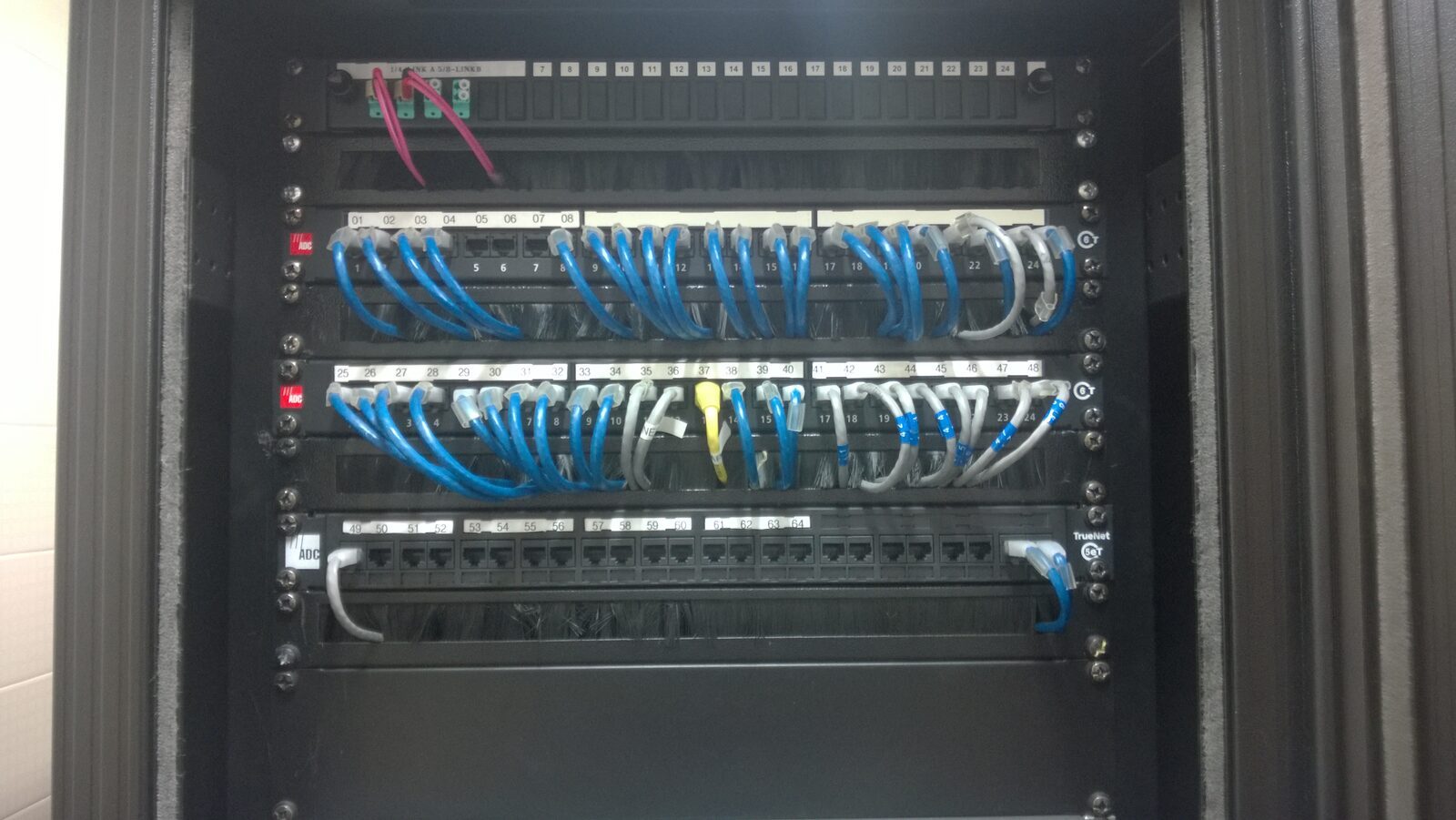 Cat6 patch panel with neatly dressed network cabling