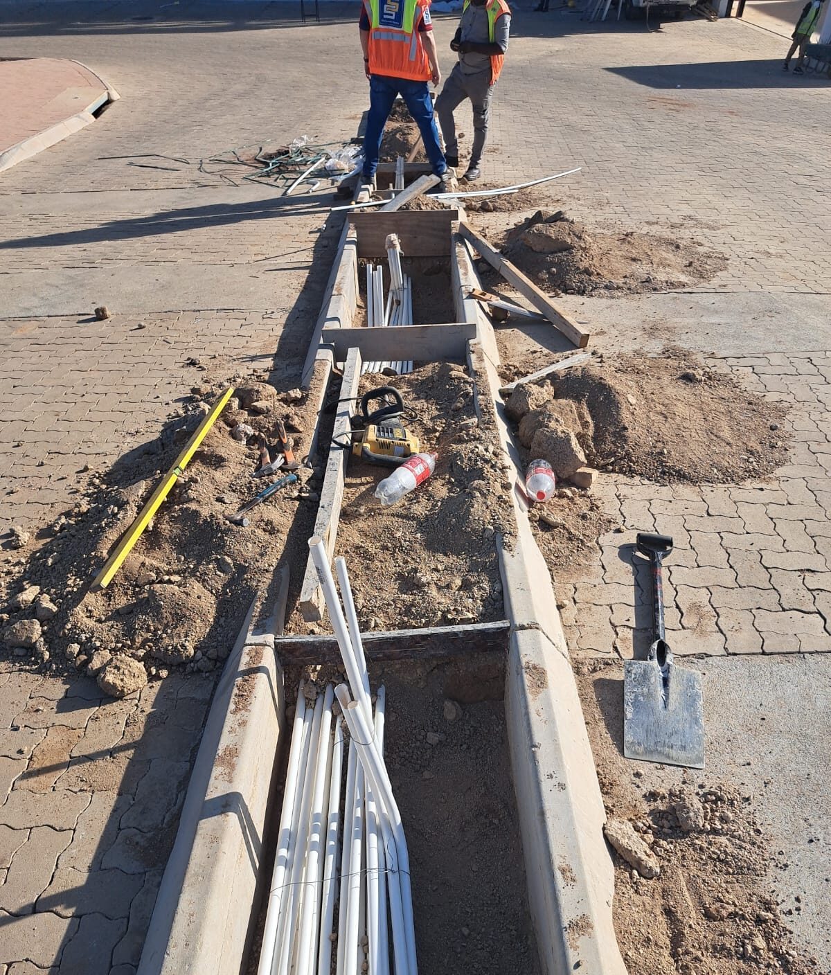Long underground duct run alongside a roadway