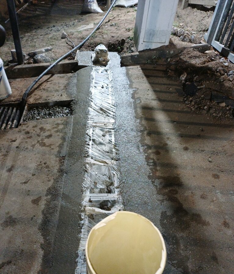 Ducting and concrete works during a civils installation